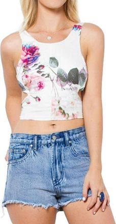 Somedays Lovin Vacancy Floral Sleeveless Crop Top In White Multi