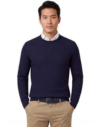 HUGO BOSS Boss Black Habito trui navy gebreid katoen
