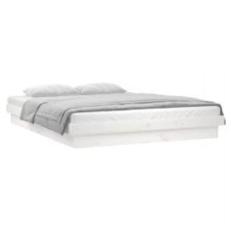vidaXL Vidaxl - Estructura Cama Led Sin Colch&oacute;n Madera Maciza Blanco 160x200 Cm