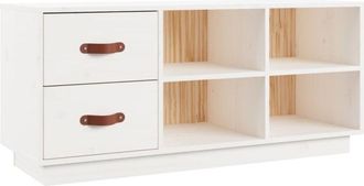 vidaXL Vidaxl - Banco Zapatero Madera Maciza De Pino Blanco 100x34x45 Cm