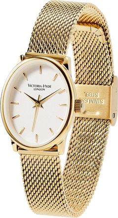 Victoria Hyde London Vintage Womens Analogue Watch in Oval with Steel Band - Gold Stainless Steel - One Size