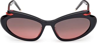 Christian Louboutin 56mm Geometric Sunglasses in Black/red/zeiss Lens Red at Nordstrom