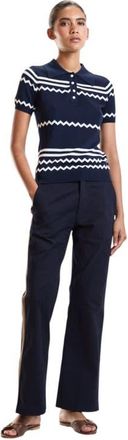 Cynthia Rowley Ziggy Cropped Knit Polo in Navy at Nordstrom, Size X-Small
