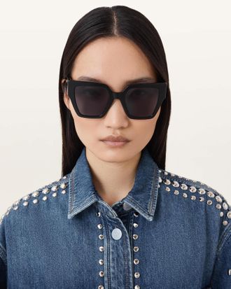 AllSaints Womens Acetate Bibi Square Cat Eye Sunglasses, Size: One Size