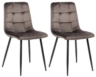 Clp Lote De 2 Sillas De Comedor Tilde Gris Terciopelo