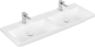 Villeroy & Boch Subway 3.0 Dubbele meubelwastafel - 1300 x 475 x 165 mat stone white (wit) CeramicPlus - zonder overloop