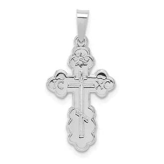 Diamond2Deal 14k White Gold Polished Eastern Orthodox Solid Cross Pendant