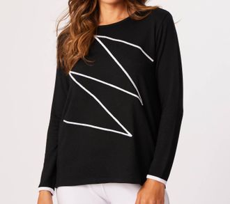 French Kyss Zig Zag Sweater In Black/white