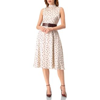Ivonne Polka Dot Midi Dress with Belt in Ivory at Nordstrom, Size 12