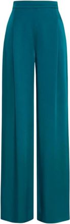Max Mara Flared Broeken - Dames - Wijde Broeken - Groen - XL - Satijn - Broeken
