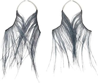 Christophe Lemaire Orecchini con piume - Argento