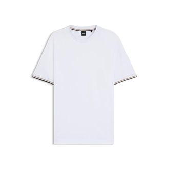 BOSS Cotton-jersey T-shirt with signature-stripe cuffs