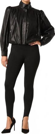 Astr Estero Faux Leather Bomber Jacket In Black