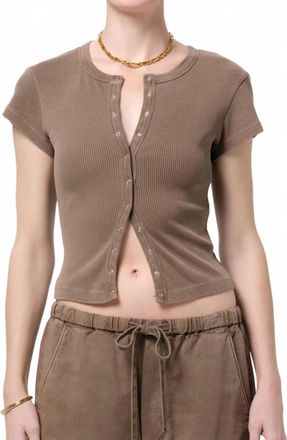 Citizens Of Humanity Tabi Short Sleeve Cardigan In Cocoa