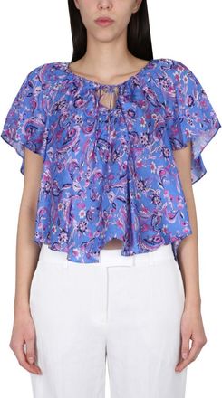 Isabel Marant Blue Paisley Round Neck Top