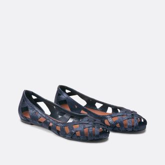 Jonak Leren ballerinas met ajour Deray