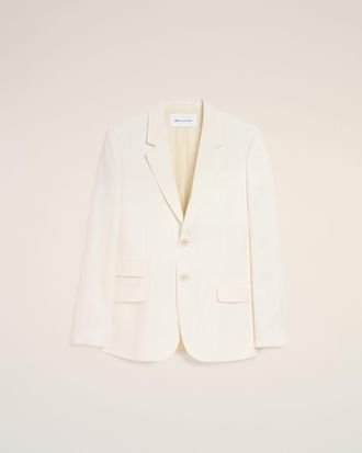Ami White Blended Linen Single Breasted Straight Jacket White - 44 - for Men