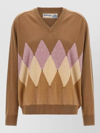 Ballantyne cashmere ribbed v-neck diamond sweater