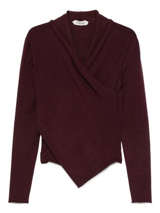 Alberta Ferretti asymmetric draped wool top - Purple