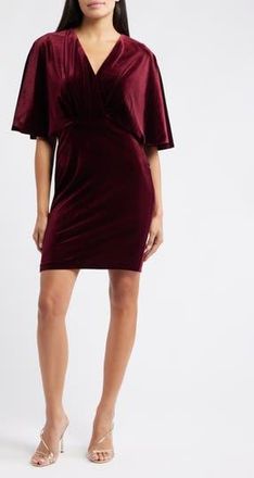Eliza J Dolman Sleeve Velvet Sheath Dress in Wine at Nordstrom Rack, Size 12