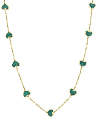 Sabrina Designs 14K Malachite Enamel Heart Layered Necklace