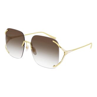 Gucci Square Metal Sunglasses - female - Gucci - Sunglasses - Yellow - 60 MM - Accessories