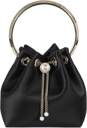 Jimmy Choo London Satin-Finish Black Shoulder Bag