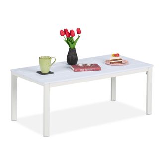 Relaxdays Relaxdays Mesa De Jard&iacute;n, Resistente Intemperie, Efecto Madera, Terraza Y Balc&oacute;n, 39x98x48 Cm, Mesita Exterior, Blanco