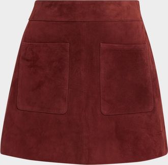 Tanya Taylor Fran Suede Mini Skirt