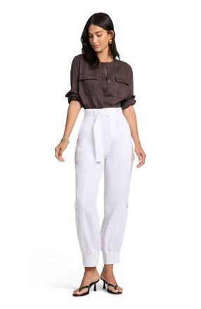 Onia Linen Utility Shirt in Espresso at Nordstrom, Size X-Small