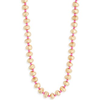 Nordstrom Rack Metallic Beaded Necklace in Pink- Gold at Nordstrom Rack