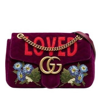 Gucci Pre-owned Geborduurde Gewatteerde Fluwelen Crossbody Tas - Dames - Pre-owned - Paars - Maat: ONE Size