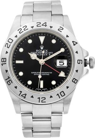Rolex Pre-owned Rolex Explorer II GMT Automatic Chronometer Black Dial Mens Watch 16570 BKSO