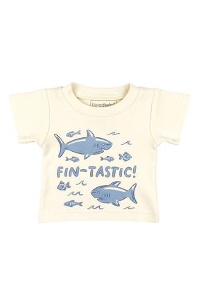 LOvedbaby Boxy Organic Cotton Graphic T-Shirt in Shark at Nordstrom, Size 12-18M