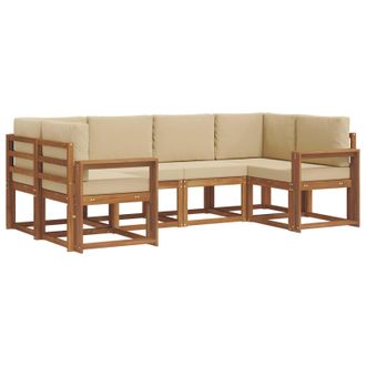 vidaXL Conjunto De Sof&aacute;s De Exterior Con Coj&iacute;n 6 Pcs Natural Y Beige Vidaxl