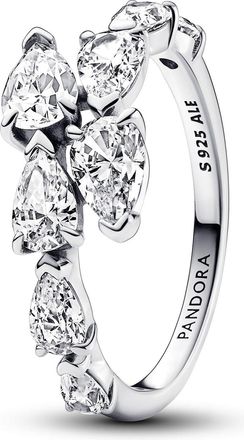 Pandora Sterling Silver Sparkling Overlapping Band Ring, Size 54