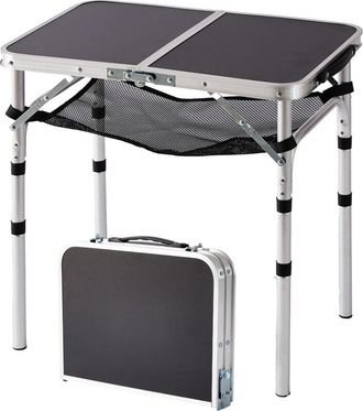 Relaxdays Relaxdays camping table, folding, height-adjustable, HxWxD: 60x60x40 cm, aluminium, MDF, weatherproof, black