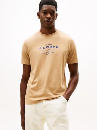 Tommy Hilfiger Mens Hilfiger Graphic Logo T-Shirt - Beige - XXL