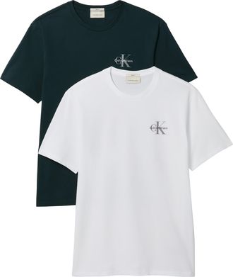 Calvin Klein Jeans T-Shirt CALVIN KLEIN JEANS CLASSIC MICRO MONOLOGO 2PK, Herren, Gr. XXL, hellwei&szlig;, nearly navy, Web, Obermaterial: 100% Baumwolle, unifarben, klassisch