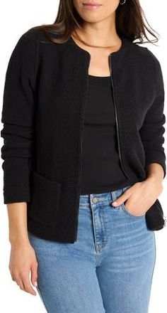Nic+Zoe Woven & Knit Zip Jacket in Black Onyx at Nordstrom Rack, Size Small