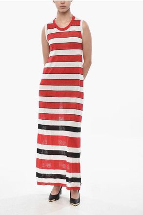 Woolrich Long Sleeveless Striped Linen Dress size Xs