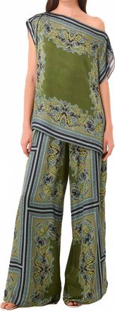 Misa Selena Wide Leg Pant In Green
