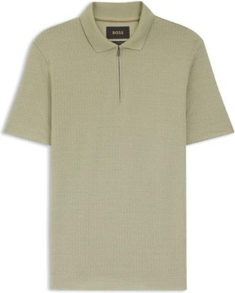 BOSS Cotton-silk polo shirt with zip neck