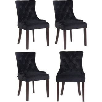 Clp Set 4 poltrone pranzo Aberdeen in velluto nero antico