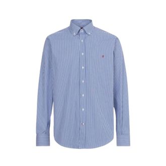 Carolina Herrera Gestreept Katoenen Overhemd Marineblauw - Heren - Casual Overhemden - Blauw - S - Katoen - Overhemden
