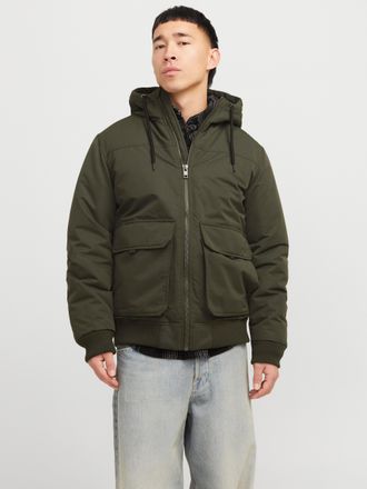 Jack & Jones Bomberjacke JACK & JONES JJCONSTRUCT BOMBER mit gl&auml;nzender Oberfl&auml;che, Herren, Gr. XS, gr&uuml;n (rosin), Web, Obermaterial: 100% Polyester, unifarben, sli