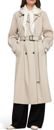 Lafayette 148 New York Piped Cotton & Viscose Twill Trench Coat in Cement at Nordstrom, Size Medium