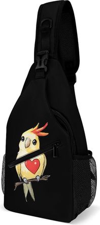 Generic Cockatiel with Heart Mens Shoulder Bags Sling Crossbody Backpack Travel Hiking Chest Bag with Small Side 38x20cm