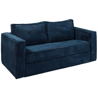 Vente-Unique Vente-unique - Divano letto 3 posti a ribalta Letto con doghe larghe 140 cm Materasso 22 cm memory foam in Velluto coste Blu - loreto