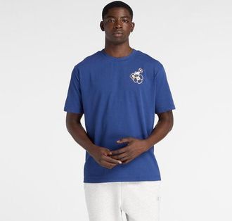 New Balance Mens LA City Run T-Shirt in Blue Polyester, size X-Large